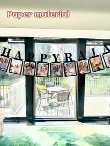 Personalized Custom Banner, Available In 8 To 16 Pieces, With Photo Upload And Letter Customization Options. The Banner Card Is 30cm Long And Comes In Three Colors: Black, Gold, And White. It Is Suitable For Decorating Gifts For Birthdays, Weddings, Festivals, Graduation Parties, Anniversaries, And Other Events. - Black - View 5