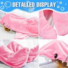 Cartoon Shark Slouchy Sleeping Bag Jumpsuit Pajamas Flannel Animal Home Blanket Jumpsuit Hooded Loose Fitting Nightgown