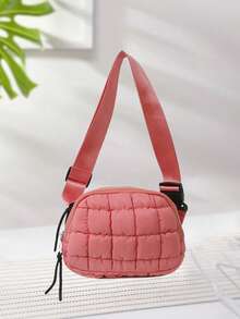 Women's Stylish Plaid Fanny Pack Quilted Sling Pouch Casual Puffer Crossbody Bags For Sports - Đỏ - Xem 1