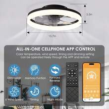 2025 Hottt New Arrivals-MOSSCO Ceiling Fans  Lights And Remote, LED Dimmable 3 Colour 6 Speeds Reversible Fan Light, Modern Fan Lights Ceiling For Bedroom, Flush Mount Low Profile Ceiling Fan Light White 40CM-40CM Black - Bildfarbe - View 4