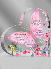 1 pièce Cadeau en acrylique, décoration de verset biblique et motivationnel en forme de cœur pour femme. Cadeau d'anniversaire parfait pour les femmes fidèles, plaque et panneau pour la décoration de la pièce.