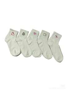 5 Pairs Random Delivery Cartoon Pink Rabbit Plain Short Socks - Multicolor - View 7