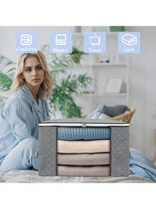 Large Storage Bags, Large Capacity Storage Bag, Non-Woven Quilt Storage Bag, Closet Organizers And Storage, Clothes Storage Bins With Lids, Foldable Storage Containers With Reinforced Handles For Clothing, Blanket, Bedding, Essential For Home Storage, Gifts, Holidays, Storage