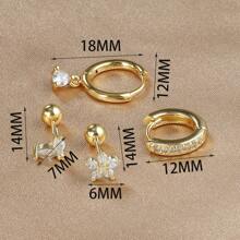 4 Stücke Ohrstecker Set mit Kubikzirkonia Sternblättern für Frauen, 18 Karat vergoldeter Edelstahl und Kupfer Ohrreifen Knorpel Schmuck