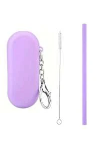 1-2set Reusable Silicone Straws With Case - Foldable, Portable Drinking Straws For Travel & Parties