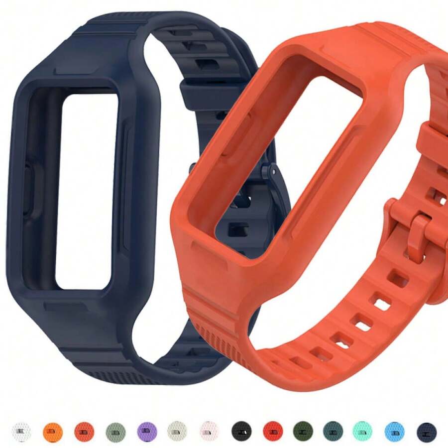 1pc Silicone Case+Strap Compatible With Hua Wei Band 9 8 7 6,Strap And Case Rubber Band Replacement Wristband For SmartWatch Compatible With Hua Wei 9 8 7 6 / Honor Band 6 7 And Other Scenes Accessories Men Women