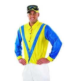 Morph Costumes Men's Fancy Dress Jockey Costume - Fun Adult Horse Racing Outfit With Accessories For Parties, Events, And Themed Celebrations - Blue - View 3