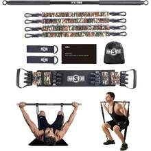 2025 Hottt New Arrivals-INNSTAR Portable Home Gym Set  Workout Bar, Bench Prs Set, Squat Ristance Band, Door Anchor And More-Full Body Workout Equipment To Build Muscle And Shape Body-Camo Green-150lbs