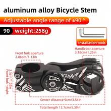 Adjustable Bicycle Front Fork, 90 Degree 90-145mm Mountain Bike Coil Suspension Fork, 31.8mm Handlebar Stem, BMX Road Bike Headset Adjustable Front Fork - Black - View 13