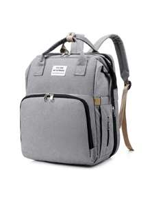1 pièce Sac de maternité gris pliable à la mode, grand sac fourre-tout sac à dos pour mères