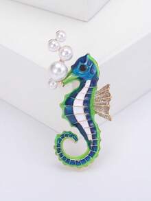 Fashionable Seahorse Brooch For Women Animal Pin Suitable For Wearing With Dress, Suit, Hat, Shoes, Flower Scarf Banquet, Wedding, Summer Vacation, Jewelry