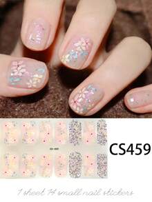 Conjunto de 14 adesivos de gel para unhas, sem necessidade de assar, com glitter, borboletas, arco-íris, flores e corações. Adesivos para unhas com cobertura total. Adesivos coloridos para unhas, ideais para salão de beleza. - Follow Your Heart - Ver 3