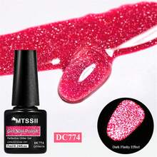 Mtssii 7ml Fluorescent Pink Reflective Nail Gel Polish Sparkling Shining Glitter Neon Color Nail Supplies Semi Permanent Soak Off UV Gel Varnish Sparkle Effect Nail Art Manicure - 彩色 - 查看 3