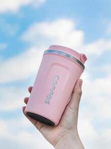 1pc/380ml/510ml Stainless Steel Coffee Cup, Portable Latte Coffee Cup, Travel Mug, Double Layer Stainless Steel Coffee Pot, Iced Tea Cup, Insulated Flat Bottom Cup, Bottle With Anti-Slip Shell, Travel Portable European High-End Latte Cup Suitable For Milk, Coffee, Tea, Juice Back To School