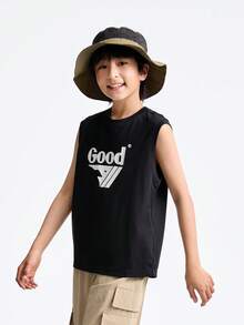 Annil Children's Clothing: Boys, Adults, Round-Neck Knitted Vest For Summer - Black - View 3