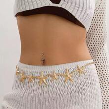 Vintage Silver Color Belt, Multi-Functional Dress Accessory, Elegant Summer Fashion Waist Chain, Retro Casual Style With Oval Hollow Design, Women Jewelry - Gold - View 6