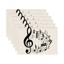 1/2/4/6/8 Pcs Digital Print Placemat, Music Note Pattern Printed Placemats For Table Decoration, Suitable For Daily Use, Festivals, Parties, Birthdays, Weddings, Dinners, Kitchen & Dining Room Decor