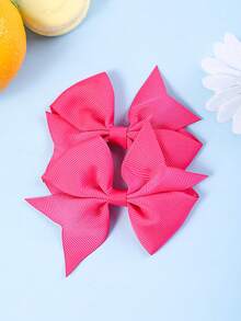 2pcs Cross-Border Ribbed Solid Color Bow Hair Clips, Adorable Floral Swallow Tail Hairpins Wholesale - Multicolor - View 8