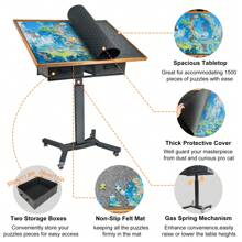 BingoPaw Jigsaw Puzzle Table On Wheels : Jigsaw Board Size 90x70x98cm Puzzle Board 1500 Pieces Rotating And Tilting Adjustable Tables, Storage Drawers Puzzles For Adults Rotating Wheel