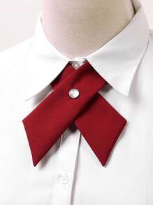 1pc Minimalist Solid Color Adjustable Length Collegiate Style Cross Neck Bow Tie, Suitable For Everyday Use