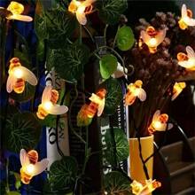 1 Peça Luzes de Corda de Abelha Solar, 20/30/50 LED, Luzes de Corda Impermeáveis para Uso Externo, Luzes de Guirlanda de Jardim a LED, Decoração de Jardim Solar, Luzes Solares Impermeáveis para Pátio, Luzes de Fada Solares para Decoração de Jardim, Quintal, Varanda, Casamento e Festa