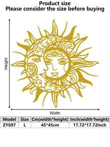 1pc Metal Sun And Moon Themed Wall Art Decor, Iron Crafted Home, Restaurant Decoration, Perfect Accent For Christmas, Personalized Farmhouse, Patio, Porch, Unique Gift Idea For Him/Her, Boyfriend/Girlfriend, Dad, Mom, Family, Friends, Valentine's Day, Children's Day, Father's Day, Graduation, Wedding, Housewarming, Living Room, Bedroom, Office, Family Dinner Gifts Birthday