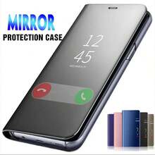 Funda para teléfono Redmi Note 13/14 Pro/Pro+, funda protectora con tapa espejo, funda protectora de teléfono de estilo empresarial minimalista - Negro - Ver 3