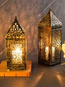 فانوس معدني على الطراز الأنيق والقديم، فانوس معدني على الطراز المغربي - حامل شمعة ديكوري إبداعي للطاولة، ديكور منزلي بموضوع العائلة، زينة حائطية احتفالية للكريسماس وهالوين والديوالي وعيد الشكر، مناسب للاستخدام الداخلي والخارجي، الشمعة غير متضمنة