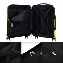 登机箱 55x40x20cm ABS+聚碳酸酯 (40L) 半刚性小型拉杆手提行李箱 4 个 360º 旋转轮子 数字锁 - 20 英寸 - 黑色/海军蓝/黄色/薄荷绿/玫瑰金/绿色/浅粉色/青绿色 - 黃色 - 查看 6