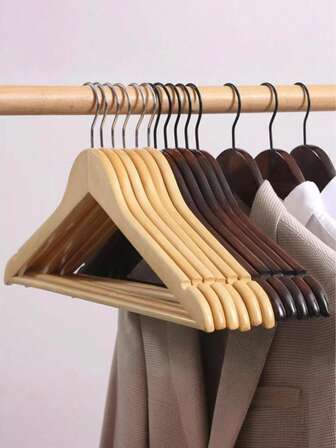 优质木衣架，天然木衣架，耐用衣架，360°旋转挂钩，防滑肩带凹槽，适合连衣裙、衬衫、裤子、夹克-CT54N30，春季、极简主义、夏季上衣