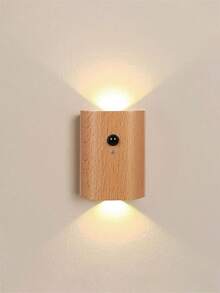 1个USB充电式运动传感器磁性木纹小夜灯，LED床头阅读灯，智能联动运动传感器楼梯小夜灯。可充电，适用于楼梯照明、走廊照明和家居装饰。 - A款 - 查看 4