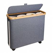 Portarrollos de papel higiénico de bambú - Organizador de baño elegante con cesta de almacenamiento, dispensador de pañuelos multifuncional para el hogar y la oficina, decoración de baño del hogar, decoración de otoño, regreso a la escuela