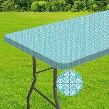 6ft Outdoor Tablecloth With Elastic Edge, Water Resistant, Suitable For Camping, Picnic, Garden Party - Durable Polyester, Navy Blue