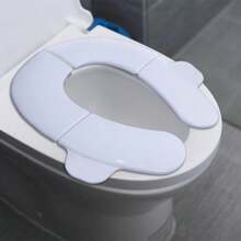 1pc Children's New White Portable Plastic Foldable Toilet Seat Cover, Infant/Toddler Toilet Training Seat, Fits Various Toilet Types, Travel Use