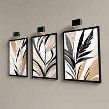 3 Pcs Frameless Posters, 2D Inkjet Printing, Abstract Tropical Plants, Beige Bohemian Style Abstract Wall Art Prints, Neutral Style, Suitable For Living Room, Bedroom, Porch, Restaurant Decoration Painting Posters