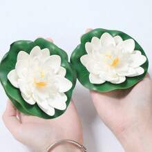 1pc/2pcs Artificial Floating Foam Lotus Flower & Leaf Decor, Lotus Flower Petals, Fake Lotus Plant, Suitable For Ponds, Aquariums, Stages, Realistic Lotus Leaves, Green Plants, Ideal For Fish Pond Miniature Landscape, Home Garden Pool Decor, Holiday Gift
