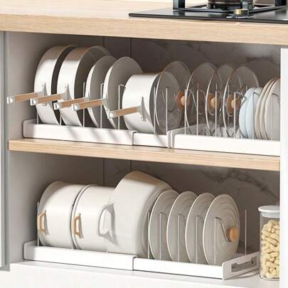 1pc Telescopic Shelf, Pot Holder, Anti-Punching Design, Space Free Adjustment, Can Adapt To Different Types Of POTS And Pans, Kitchenware