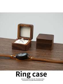 1 pieza Estuche de joyería de madera portátil, una pequeña caja de joyería adecuada para mujeres, un organizador de joyería para el hogar sencillo, un organizador de viaje y una caja de almacenamiento mini exquisita que puede contener aretes.