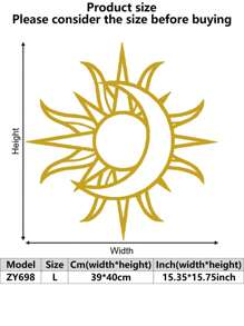 1pc Metal Sun And Moon Themed Wall Art Decor, Iron Crafted Home, Restaurant Decoration, Perfect Accent For Christmas, Personalized Farmhouse, Patio, Porch, Unique Gift Idea For Him/Her, Boyfriend/Girlfriend, Dad, Mom, Family, Friends, Valentine's Day, Children's Day, Father's Day, Graduation, Wedding, Housewarming, Living Room, Bedroom, Office, Family Dinner Gifts Birthday