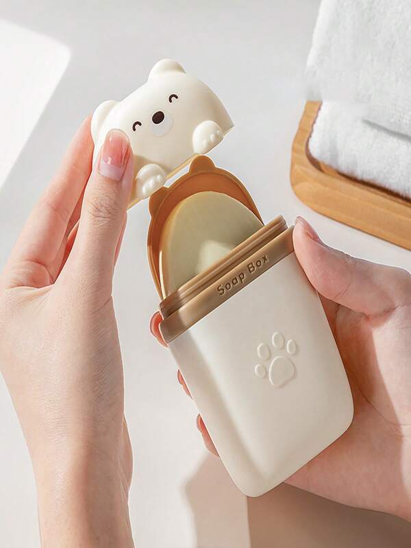 Portable Cartoon Soap Box, With Lid And Drain Seal, No Leakage Soap Box, A Must-Have For Business Trips And Travel, Travel Drain Soap Storage, Creative And Cute Sealed Small Portable Soap Box With Lid Back To School