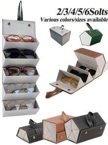 Travel Glasses Case, Foldable Hanging Glasses Storage Box Rack(Two Types Of Wiring, Shipped Randomly), Portable Sunglasses Organizer Eyewear Holder Case Sunglasses Storage Organizer Eyeglasses Holder Foldable Travel Case With For Multiple Glasses Hanging Eyewear Display