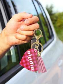 Mama Wooden Charm Keychains With Colorful Tassels - Mother'S Day New Diy Handmade Flower Tassel "Mama" Wooden Tag Pendant, Colorful "Mothers Best Mom Ever" Letter M Buckle, Car/Bag Decor Hanging Ornament,Perfect Mother'S Day Gifts Ideal For Bags, Cars, And Backpacks, Personalized Gifts|Celebratory Keychains|Ring Buckle Closure,Creative Gift For Girlfriend, Phone/Car Accessory, Holiday Gift, Event Favor, Suitable For Daily Use - Multicolor - View 3