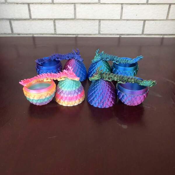 1 Set Mini 3D Printed Chinese Dragon & Surprise Egg - Flexible Joints Creative Posture, Colorful Home Office Desktop Decor Figurine, Suitable For Various Room Decoration, Perfect For Collectors And Home Decor, Unique Party Favors And Holiday Table Decor, Durable Plastic