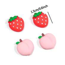 4 件可爱卡通 Kawaii 硅胶 Joycon 拇指握把帽，（桃草莓独角兽心主题）操纵杆盖兼容 Switch / OLED / Switch Lite Switch 游戏配件生日圣诞礼物、Switch Lite 帽、独角兽游戏、草莓渔夫帽、Switch 配件、草莓、Switch 拇指握把 - 彩色 - 查看 7