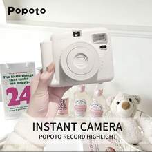 Paquete de regalo de cámara instantánea Popoto - Imprime fotografías de 3 pulgadas de colores en minutos para películas Mini11/12, con cámara con estuche de cristal, correa arcoíris y talla grande accesorios. Cámara fotográfica para regalo de vacaciones/exterior/fiesta/novia (no incluye baterías ni películas) - Juego de estuches de cristal para cámara. - Ver 9