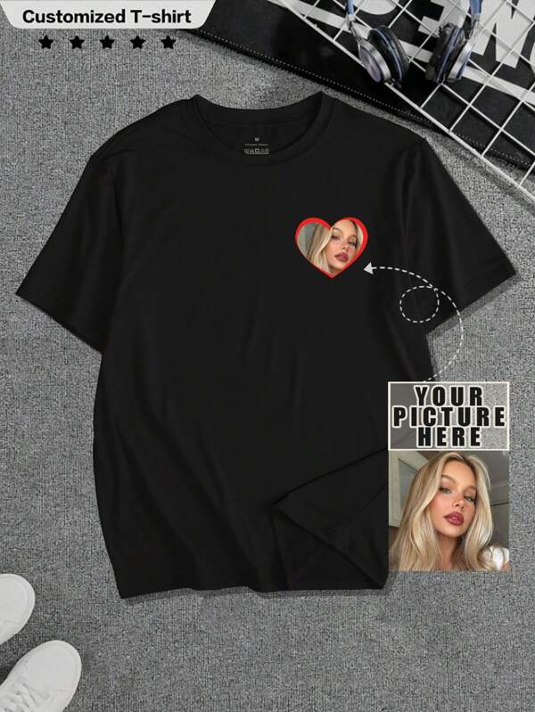 Camiseta personalizada para hombres con estilo de novio, suelta, transpirable y liviana, cómoda. Ajuste suelto informal, adecuada para primavera, verano, vacaciones, exteriores, festivales. Se puede personalizar con tu propia foto/logotipo