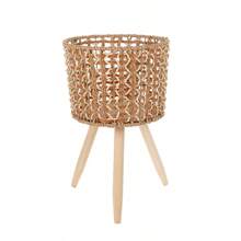 1 Piece Of Nordic-Style Floor-Standing Solid Wood Flower Rack With Hand-Wovenleaves. It's A Bamboo-Woven Storage Rack Suitable For The Living Room (Placed Beside The Sofa), And Can Be Used On The Balcony For Green Radish Flower Pots Or As A Flower Rack For Seedling Pots In The Office.