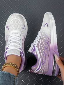 Versatile Plus Size Lightweight Breathable Mesh Sneakers, Casual Mesh Shoes, Gradient Air Cushion Running Shoes, Women's Sports Shoes, Soft Comfortable Casual Shoes, Soft Sole Traveling Shoes, Student Campus Shoes, Women's Jogging Shoes, Simple Comfortable Walking Shoes, Women's Student Training Shoes, Gradient Color Shoes, Men's Sports Shoes, Men's Casual Running Shoes, Couple Traveling Shoes, Women's Road Running Shoes, Men's Road Running Shoes, Couple Travel Shoes, Fashion Shoes - Purple - View 5