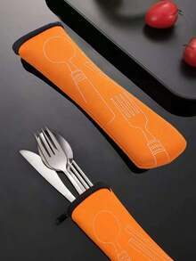 Cutlery Storage Bag, Zipper Cutlery Storage Bag Stainless Steel Spoon And Chopsticks Travel Portable Multicolor Bag, Reusable Flatware Storage Pocket, Perfect For Outdoor Travel Camping Office Insulated Lunch Bag Woman Lunch Box Bag For Women Ladies School Supplies Stuff Accessories (Bag Only, Knife And Fork Not Included)