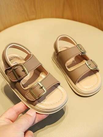 1 Pair Kids PU Casual Sandals, Anti-Slip Sole With Hook And Loop